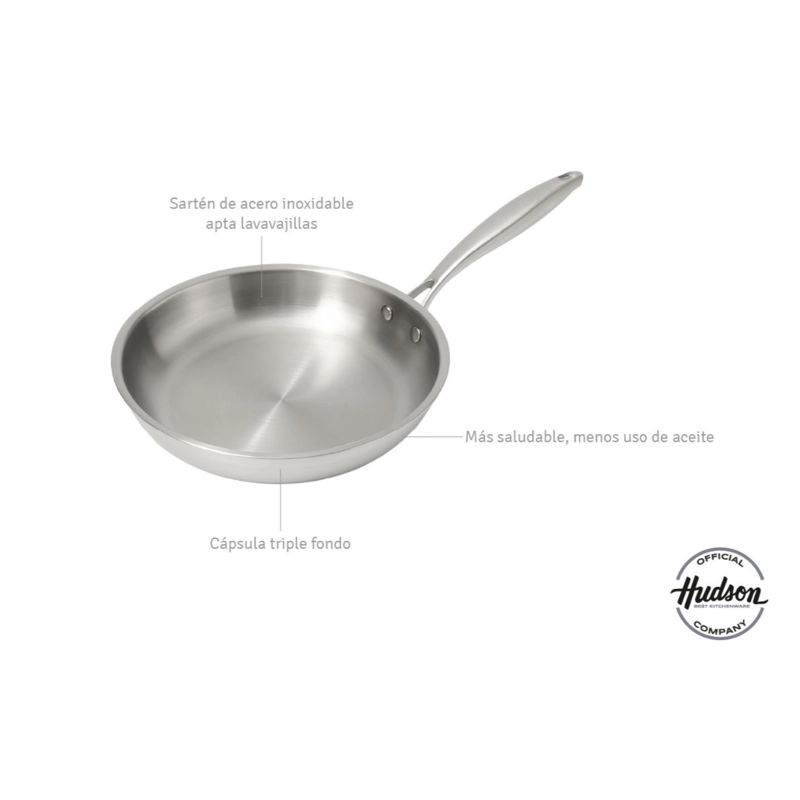 SARTE N DE ACERO INOXIDABLE DE 26 CM HUDSON PLATEADO W26 - 3