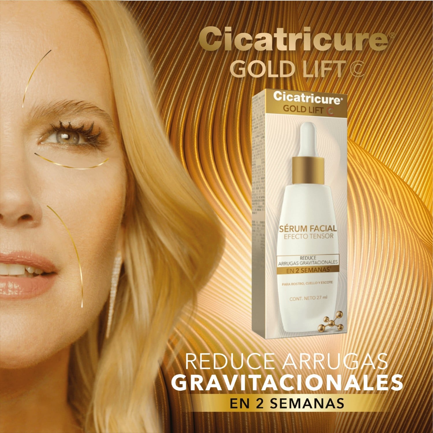 HIDRATANTE ROSTRO CICATRICURE GOLD LIFT SERÚM FACIAL 27 ML - 9