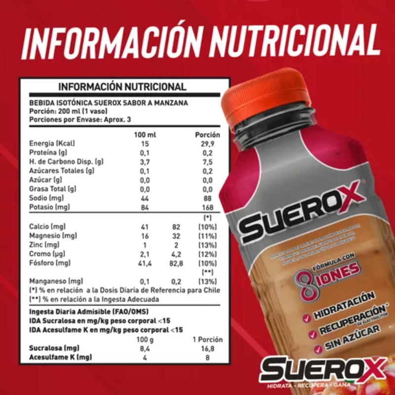 SUEROX BEBIDA ISOTONICA MANZANA 630 ML - 4