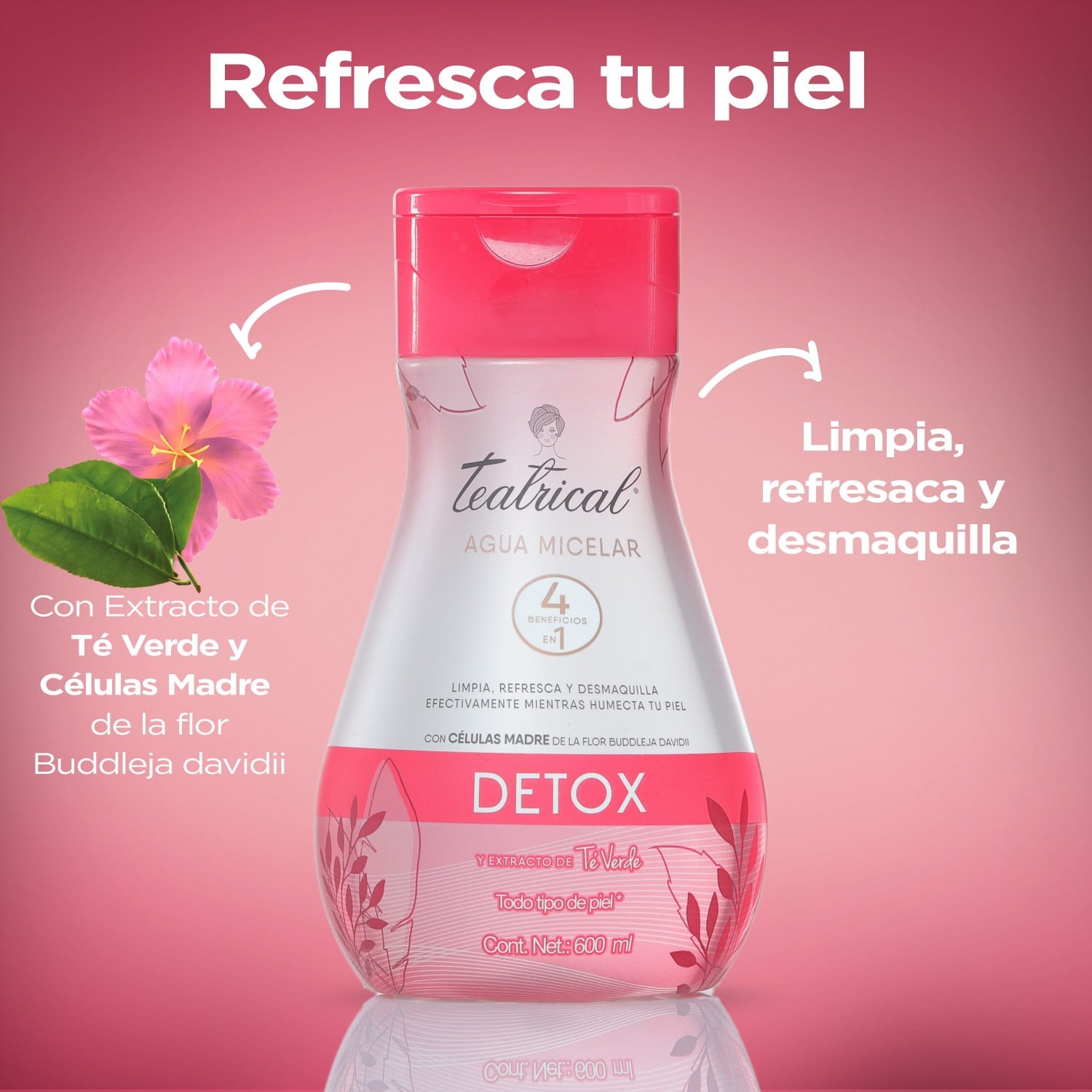 TEATRICAL AGUA MICELAR TE VERDE - DETOX 600 ML - 3