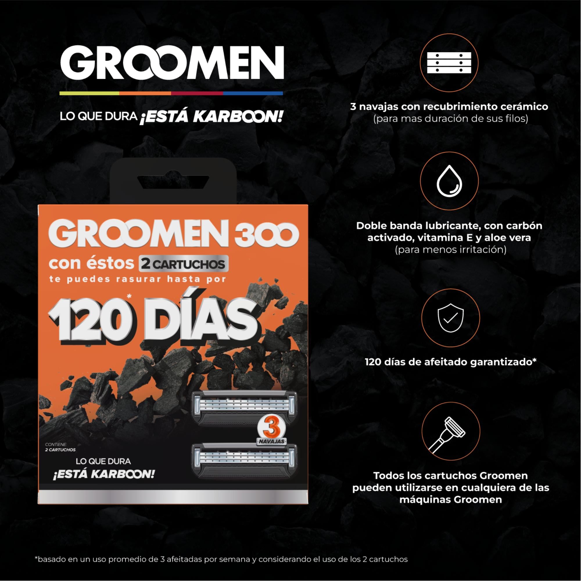REPUESTO MAQUINA AFEITAR GROOMEN 300 X 2 REPUESTOS - 2