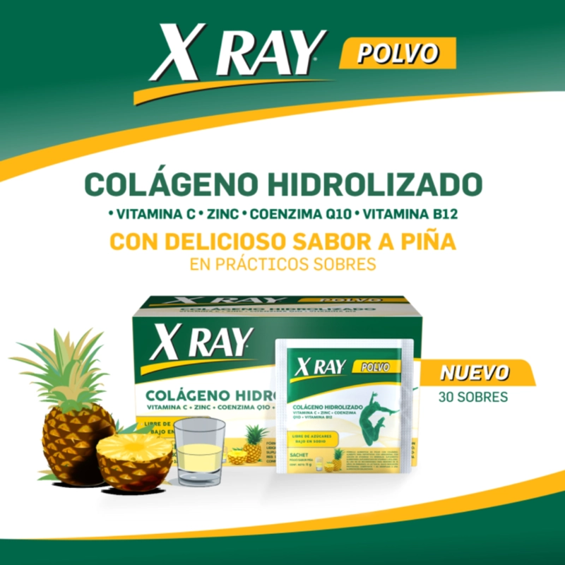 X RAY COLAGENO EN POLVO SABOR A PIÑA 30 SACHET - 4