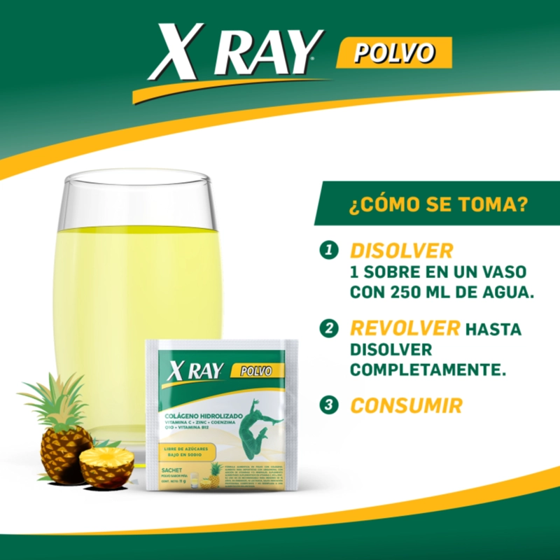 X RAY COLAGENO EN POLVO SABOR A PIÑA 30 SACHET - 5