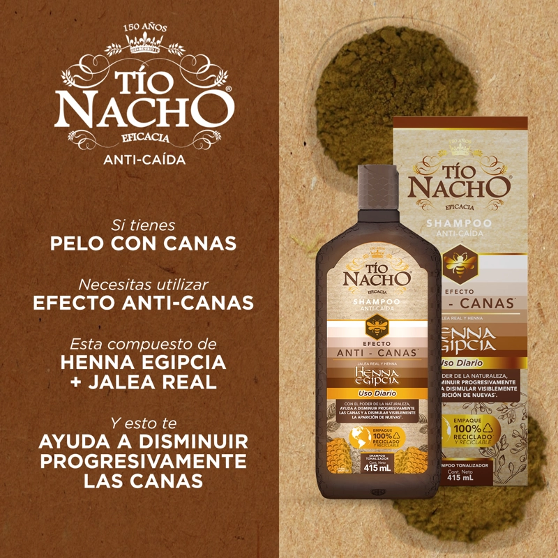 PACK TÍO NACHO 415 ML ANTI CANAS SHAMPOO + ACONDICIONADOR - 5