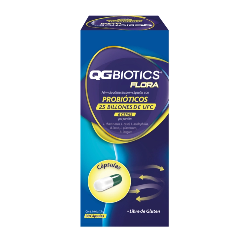 SUPLEMENTO ALIMENTICIO XRAY QGBIOTICS FLORA PROBIÓTICOS 25 BILLONES UFC - 30 CÁPSULAS - 1