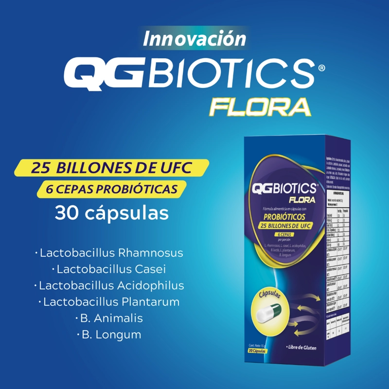 SUPLEMENTO ALIMENTICIO XRAY QGBIOTICS FLORA PROBIÓTICOS 25 BILLONES UFC - 30 CÁPSULAS - 3