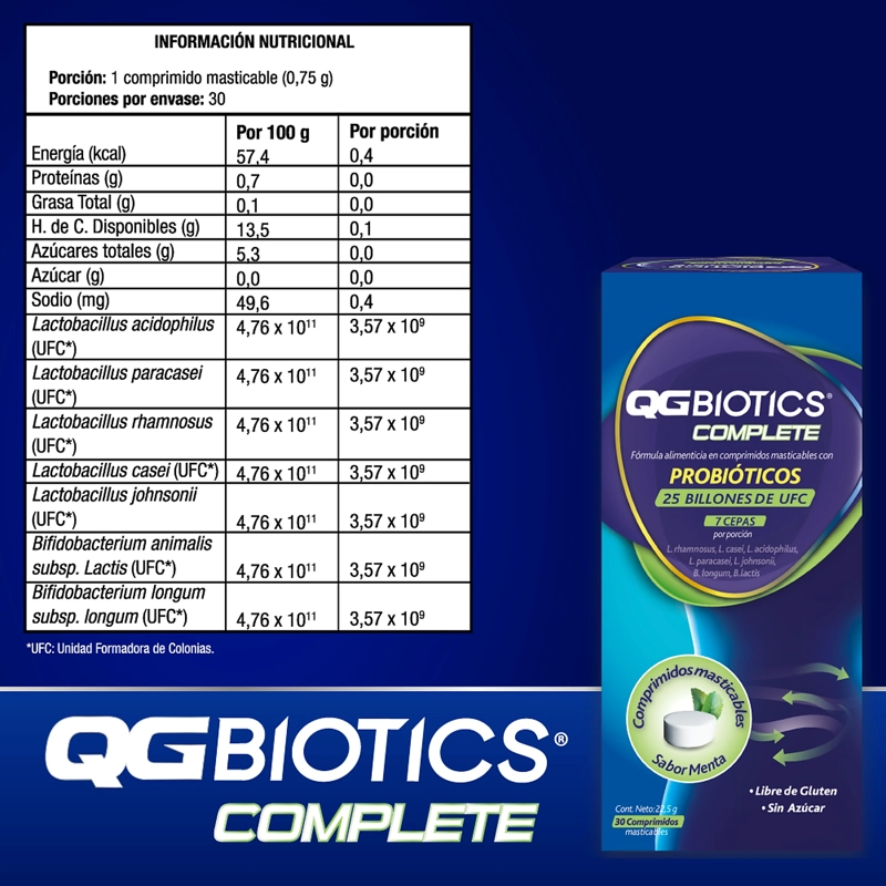 QGBIOTICS COMPLETE PROBIOTICOS 25 BILLON UFC 30 MASTICABLES - 5