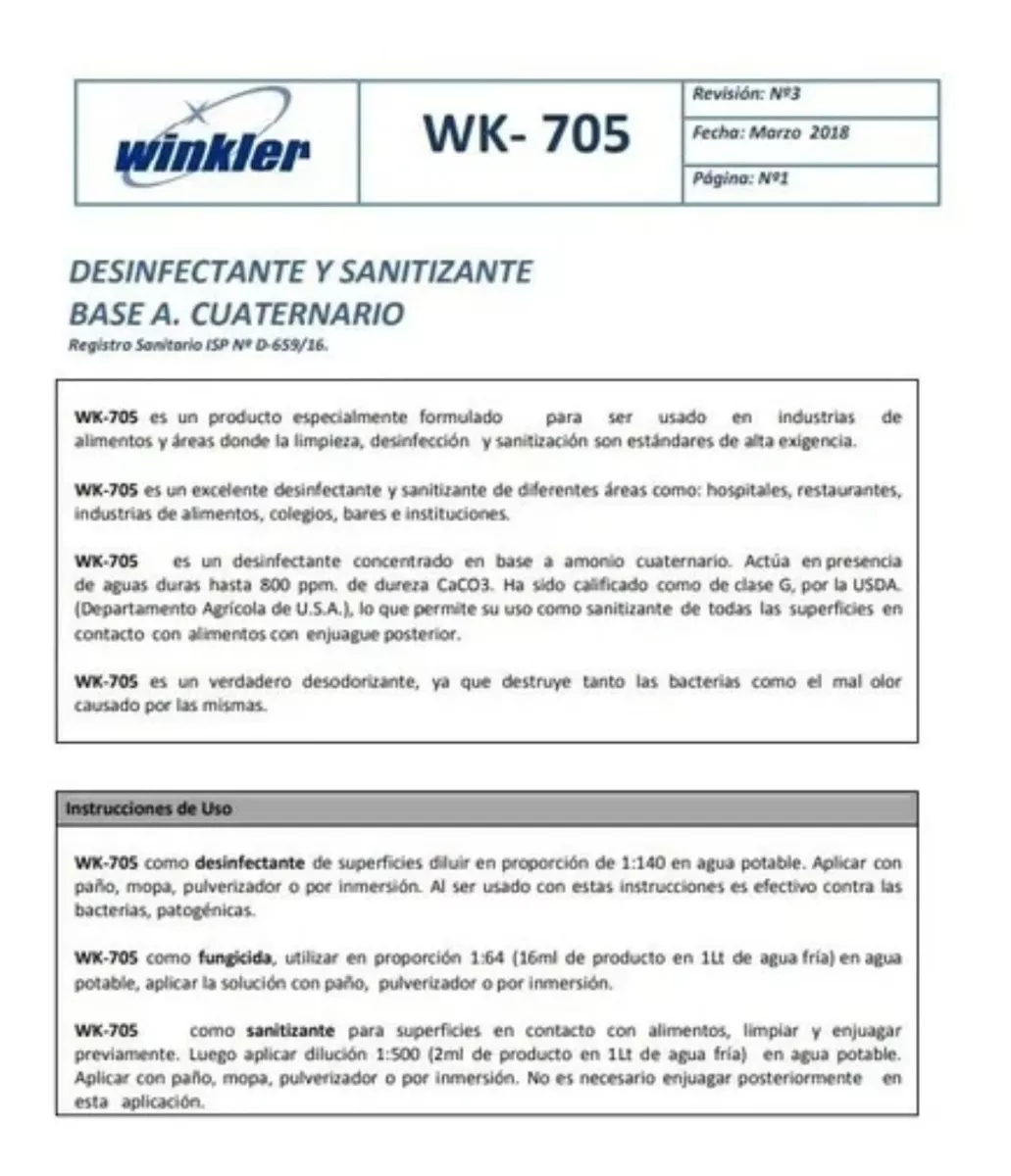 LAVALOZA WINKLER NUTRITION AMONIO CUATERNARIO CERTIFICADO ISP WK-705 - 4
