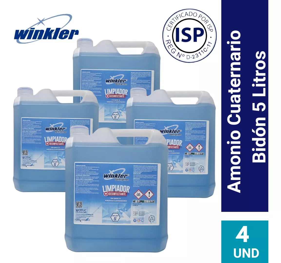 SET 4 LIMPIADORES BIDON AMONIO CUATERNARIO 5 L - 1