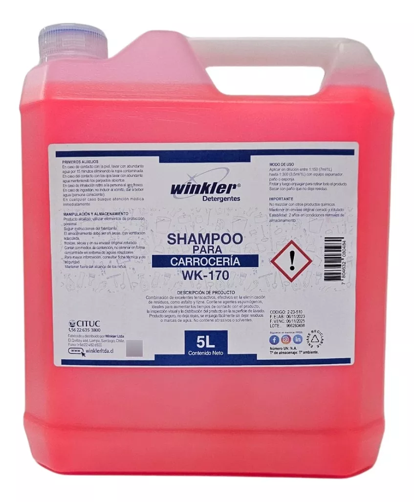 SHAMPOO WINKLER NUTRITION CARROCERIA ULTRA CONCENTRADO ( RINDE 1250 LITROS) - 1