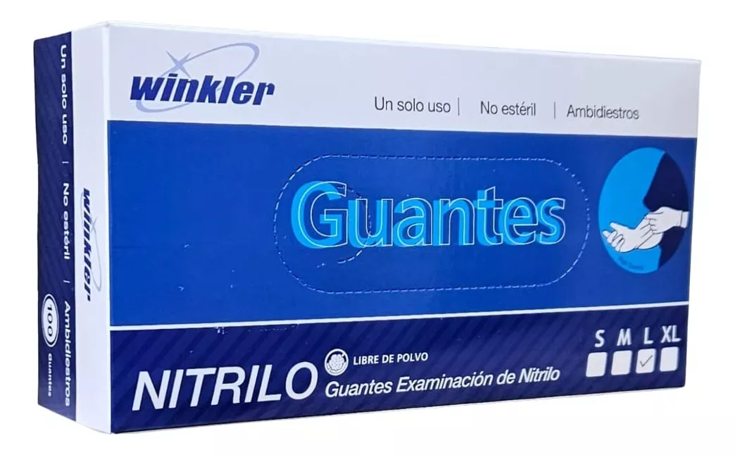 GUANTES DE NITRILO WINKLER NUTRITION CELESTE TALLA L X100 UN - 1