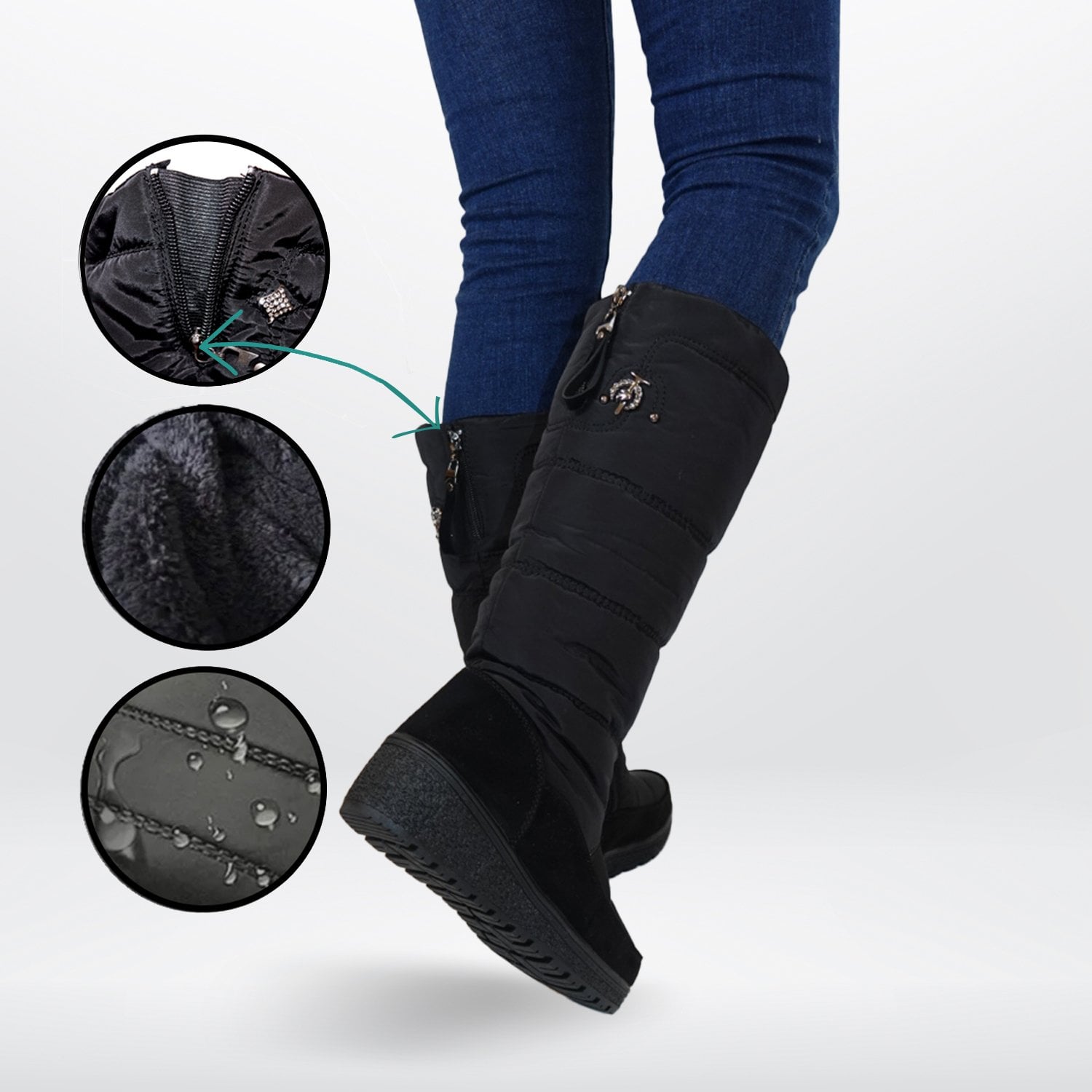 BOTAS NIEVE Y LLUVIA IMPERMEABLES FORRADAS POR DENTRO CON CHIPORRO - 6