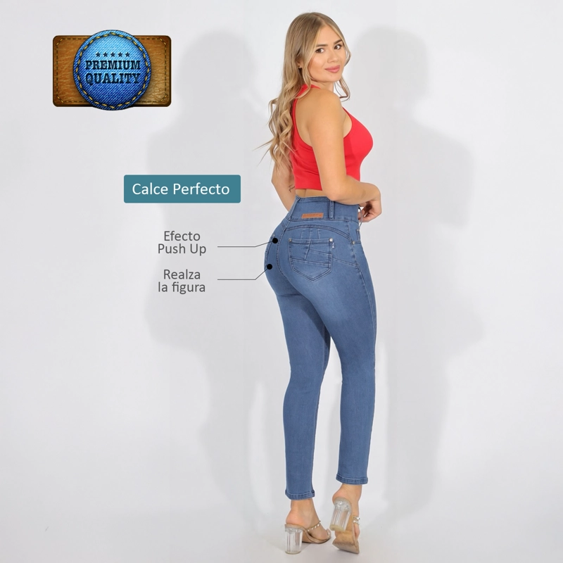 JEANS FULL PUSH UP LEVANTA COLA CORTE COLOMBIANO CALCE PERFECTO AZUL ACERO - 4
