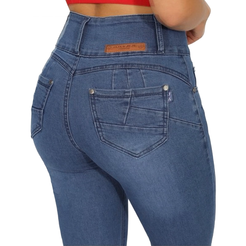 JEANS FULL PUSH UP LEVANTA COLA CORTE COLOMBIANO CALCE PERFECTO AZUL ACERO - 6