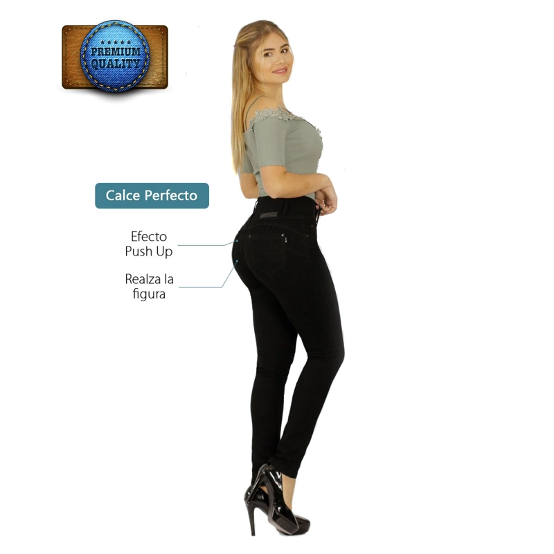 JEANS PUSH UP MUJER BUCANERAS NEGRO FULL LEVANTA COLA CORTE COLOMBIANO CALCE PERFECTO - 7