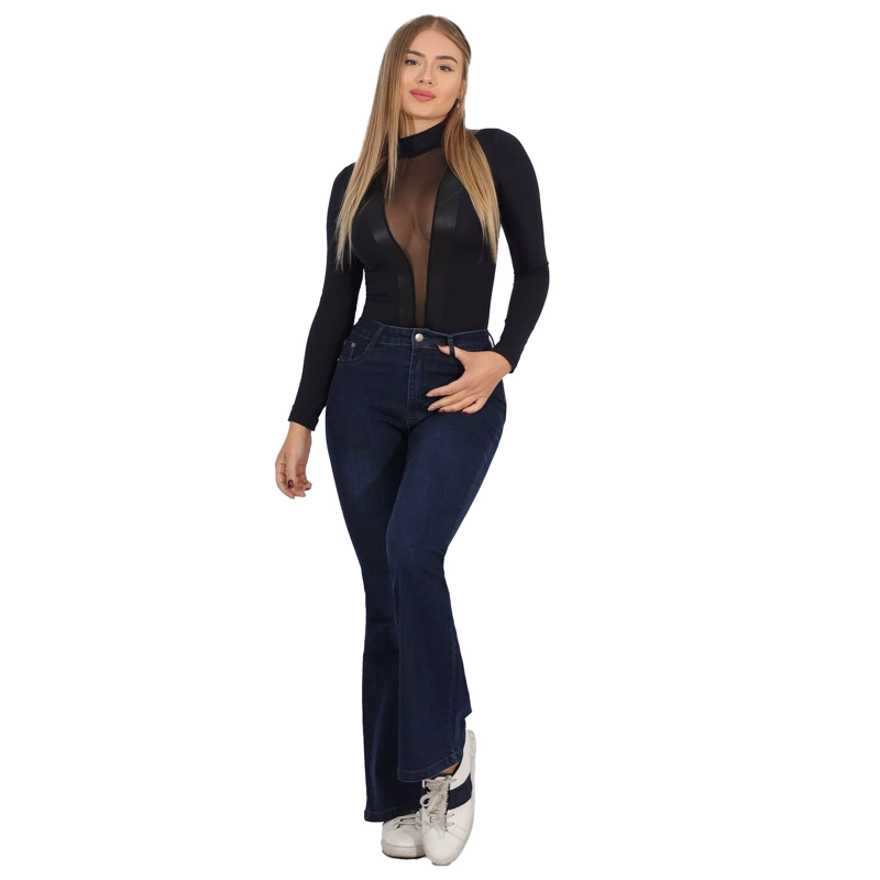 JEAN LARGO FLARE MUJER PATA ANCHA PUSH UP ACAMPANADO LEVANTA COLA CORTE COLOMBIANO ESCULTOR - 4