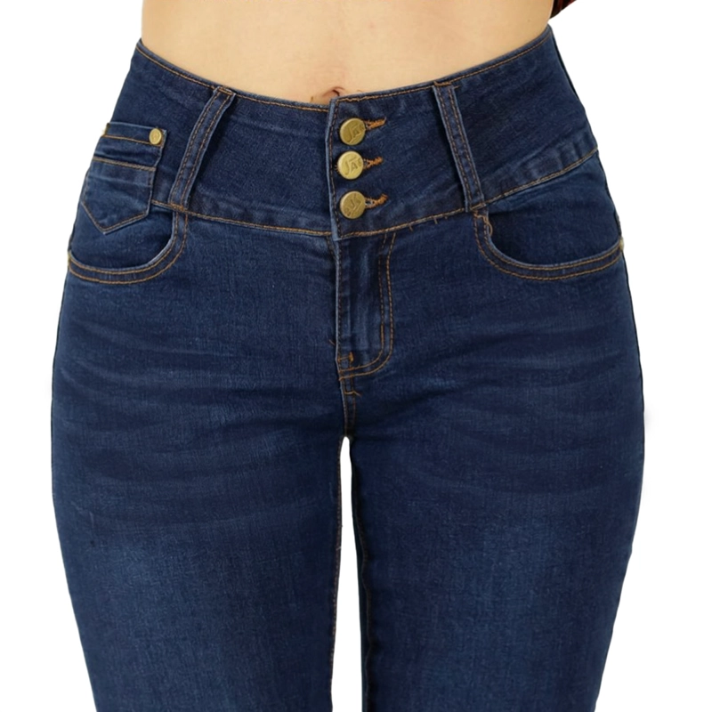 JEANS PUSH UP MUJER BUCANERAS AZUL FULL LEVANTA COLA CORTE COLOMBIANO CALCE PERFECTO - 5
