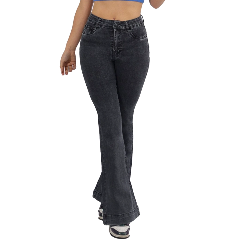 JEANS FLARE MUJER BUCANERAS GRIS FLARE PUSH UP ACAMPANADO LEVANTA COLA CORTE COLOMBIANO ESCULTOR - 2