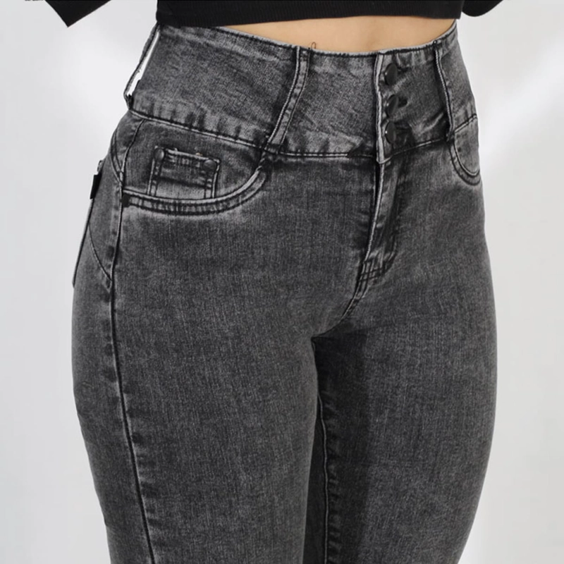JEANS FLARE MUJER BUCANERAS GRIS FLARE PUSH UP ACAMPANADO LEVANTA COLA CORTE COLOMBIANO ESCULTOR - 5