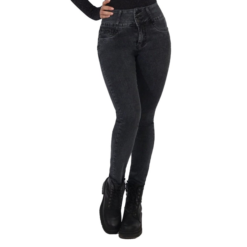 JEANS PUSH UP MUJER BUCANERAS GRIS LEVANTA COLA CORTE COLOMBIANO CALCE PERFECTO ESCULTOR - 3