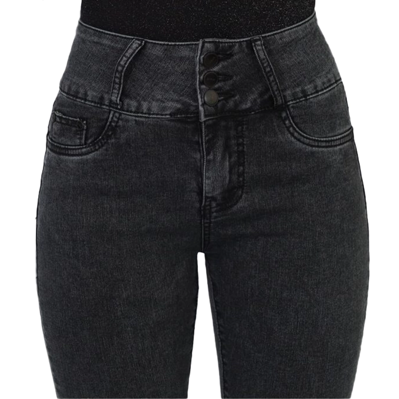 JEANS PUSH UP MUJER BUCANERAS GRIS LEVANTA COLA CORTE COLOMBIANO CALCE PERFECTO ESCULTOR - 5