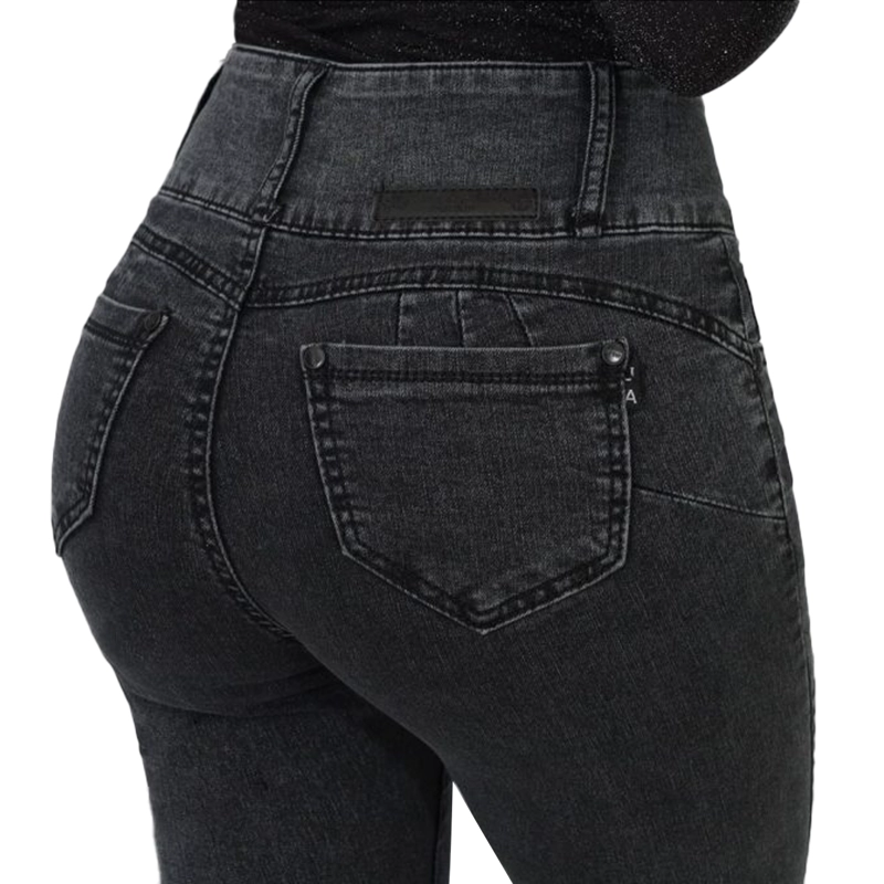 JEANS PUSH UP MUJER BUCANERAS GRIS LEVANTA COLA CORTE COLOMBIANO CALCE PERFECTO ESCULTOR - 6