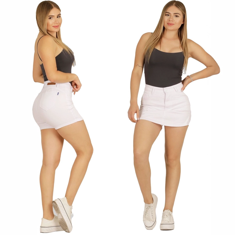 FALDA SHORT PUSH UP MUJER BUCANERAS LEVANTA COLA CORTE COLOMBIANO TIRO ALTO - 1