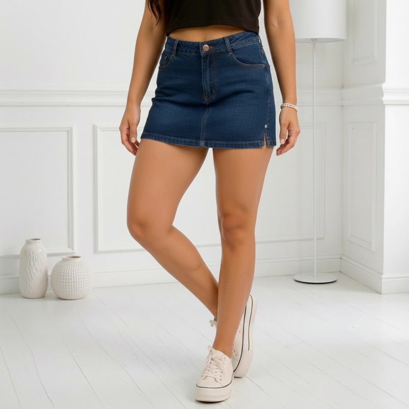 FALDA SHORT PUSH UP MUJER BUCANERAS AZUL LEVANTA COLA CORTE COLOMBIANO TIRO ALTO - 6