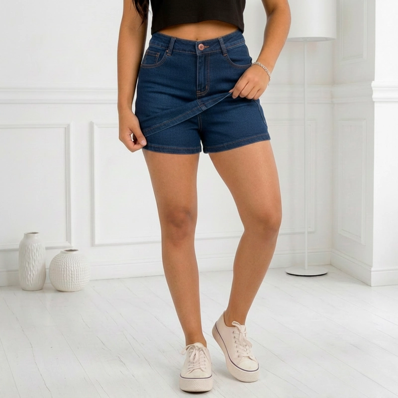 FALDA SHORT PUSH UP MUJER BUCANERAS AZUL LEVANTA COLA CORTE COLOMBIANO TIRO ALTO - 7