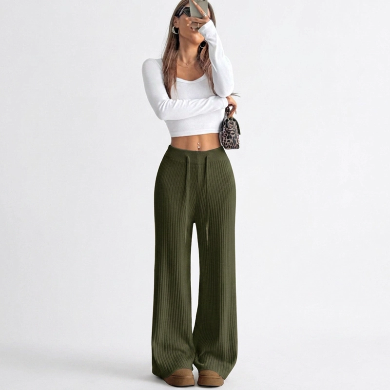PANTALON LANILLA TEJIDO FORRADO CHIPORRO PALAZZO ELASTICADO WIDE LEG TIRO ALTO - 3