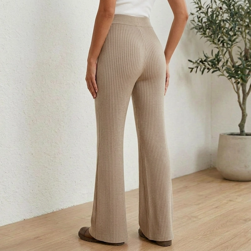 PANTALON LANILLA TEJIDO FORRADO CHIPORRO PALAZZO ELASTICADO WIDE LEG TIRO ALTO - 6