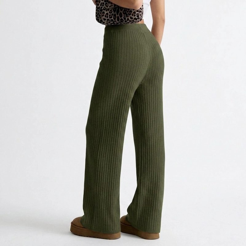 PANTALON LANILLA TEJIDO FORRADO CHIPORRO PALAZZO ELASTICADO WIDE LEG TIRO ALTO - 6