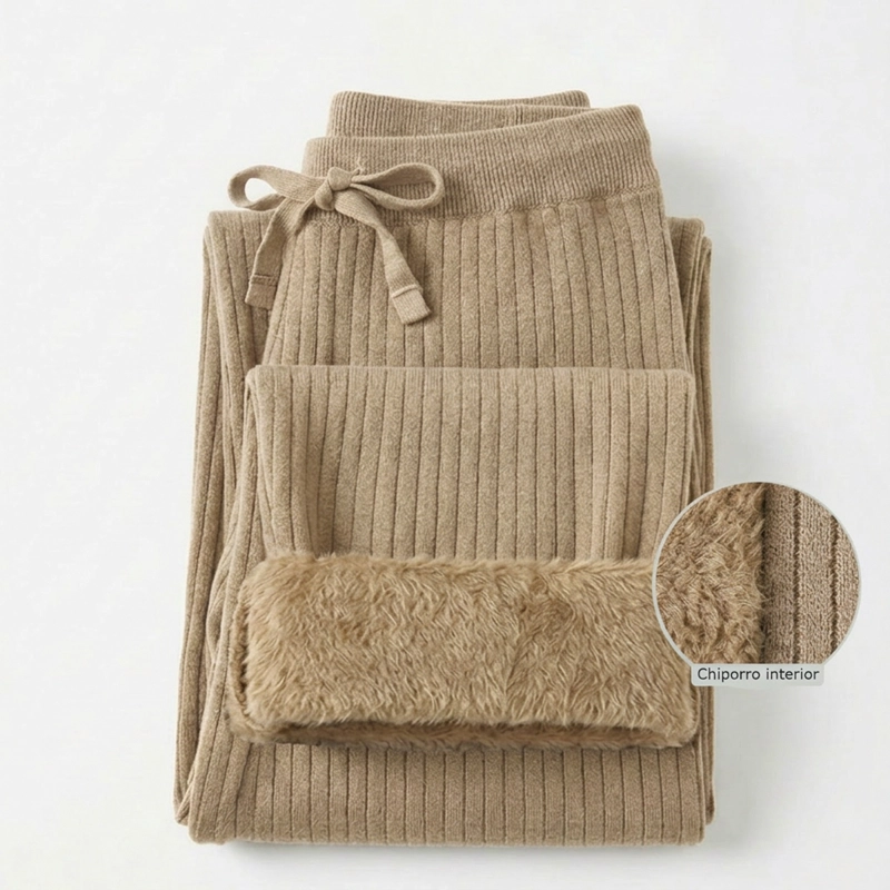 PANTALON LANILLA TEJIDO FORRADO CHIPORRO PALAZZO ELASTICADO WIDE LEG TIRO ALTO - 8