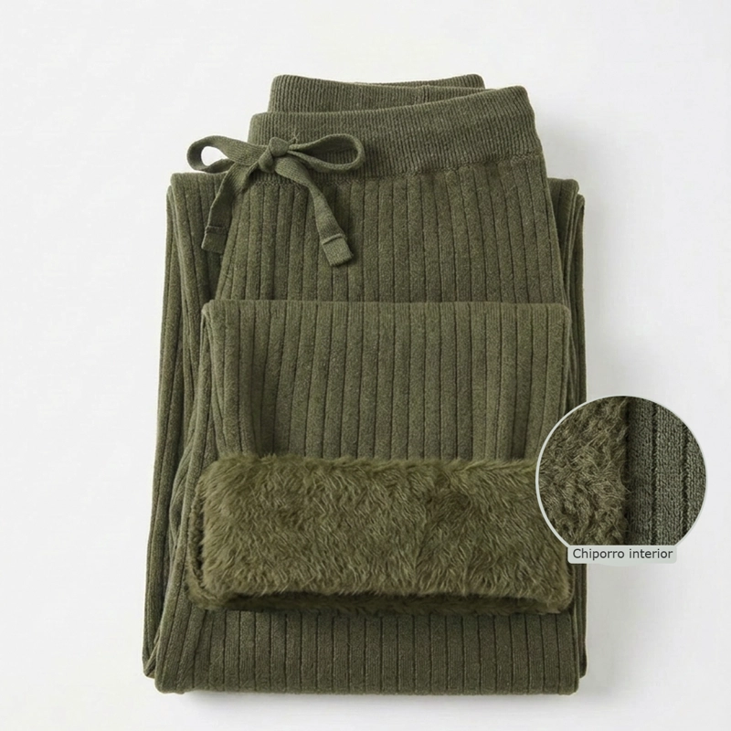 PANTALON LANILLA TEJIDO FORRADO CHIPORRO PALAZZO ELASTICADO WIDE LEG TIRO ALTO - 8