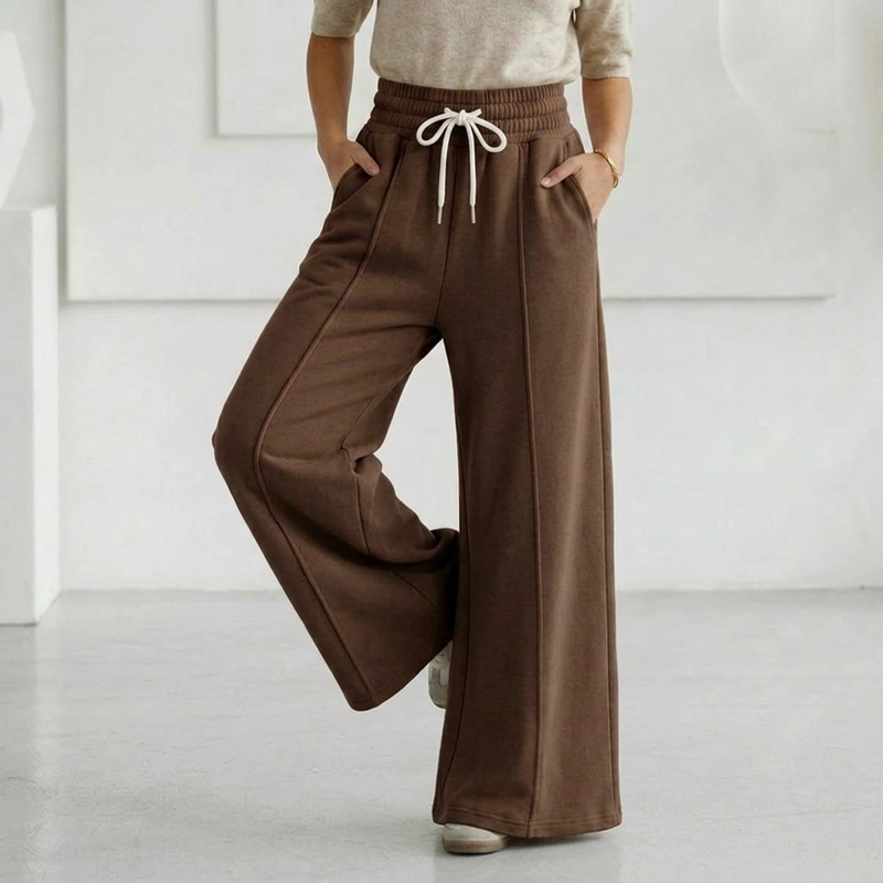 PANTALON BUZO ALGODON PALAZZO TE RMICO CON POLAR ELASTICADOS WIDE LEG OVERSIZE - 2