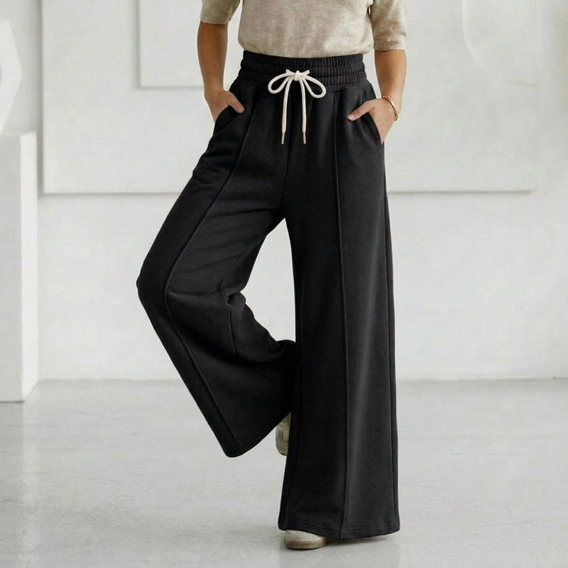 PANTALON BUZO ALGODON PALAZZO TE RMICO CON POLAR ELASTICADOS WIDE LEG OVERSIZE - 2