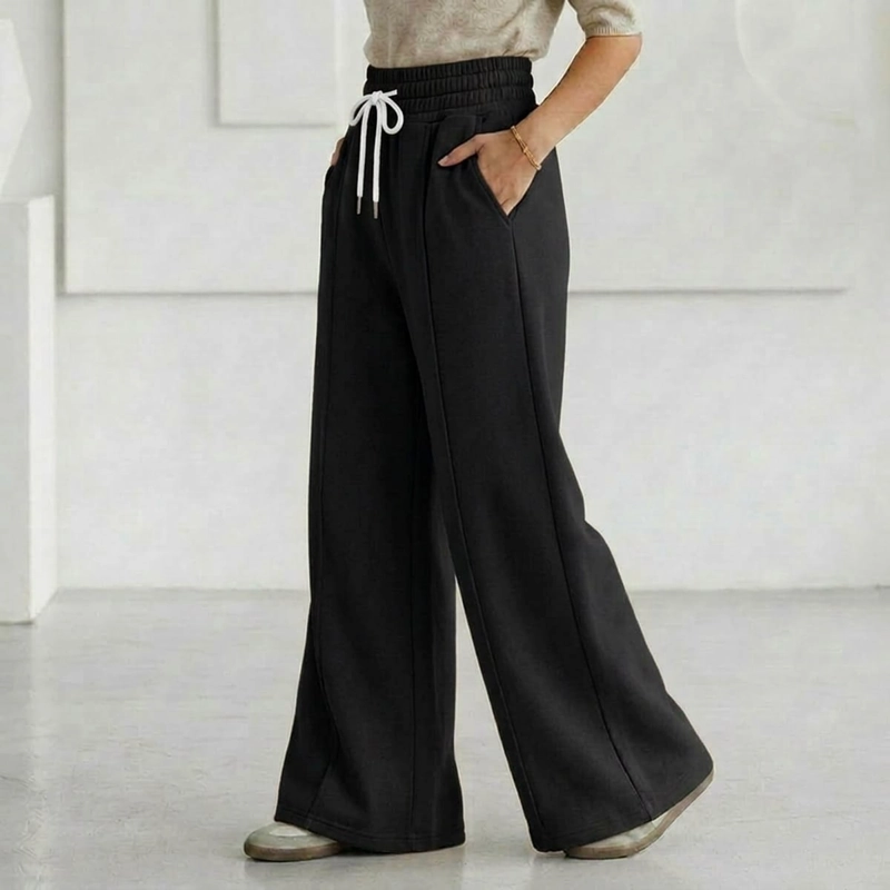 PANTALON BUZO ALGODON PALAZZO TE RMICO CON POLAR ELASTICADOS WIDE LEG OVERSIZE - 3
