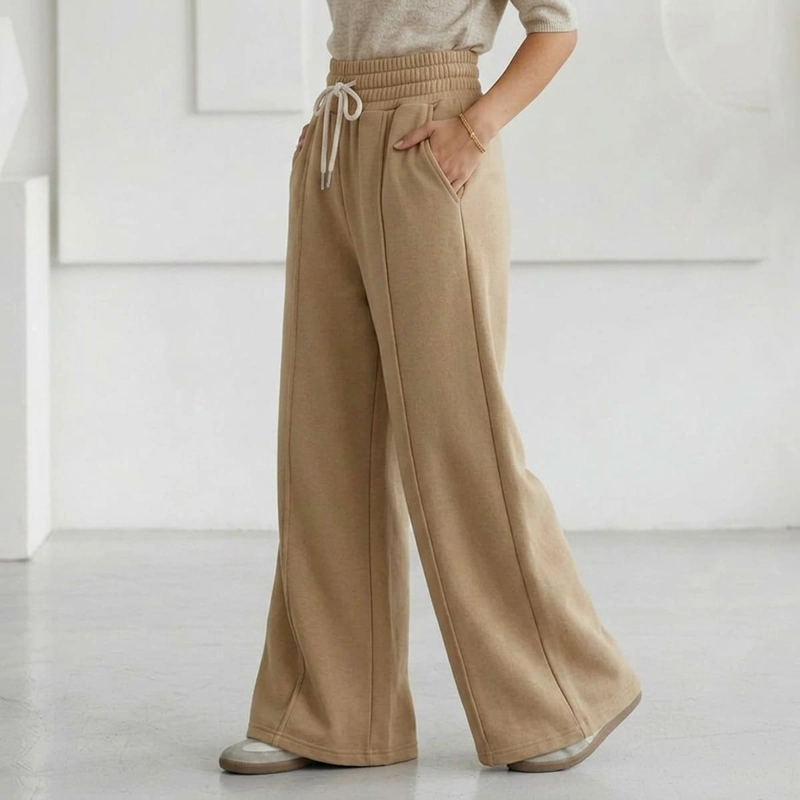 PANTALON BUZO ALGODON PALAZZO TE RMICO CON POLAR ELASTICADOS WIDE LEG OVERSIZE - 3