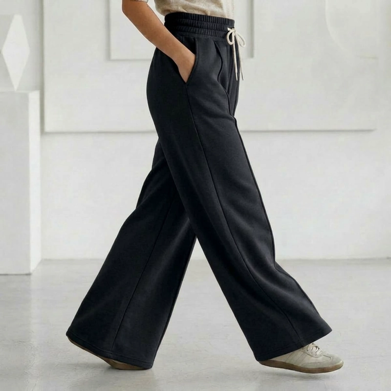 PANTALON BUZO ALGODON PALAZZO TE RMICO CON POLAR ELASTICADOS WIDE LEG OVERSIZE - 4