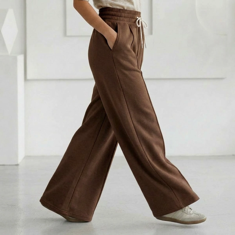PANTALON BUZO ALGODON PALAZZO TE RMICO CON POLAR ELASTICADOS WIDE LEG OVERSIZE - 5