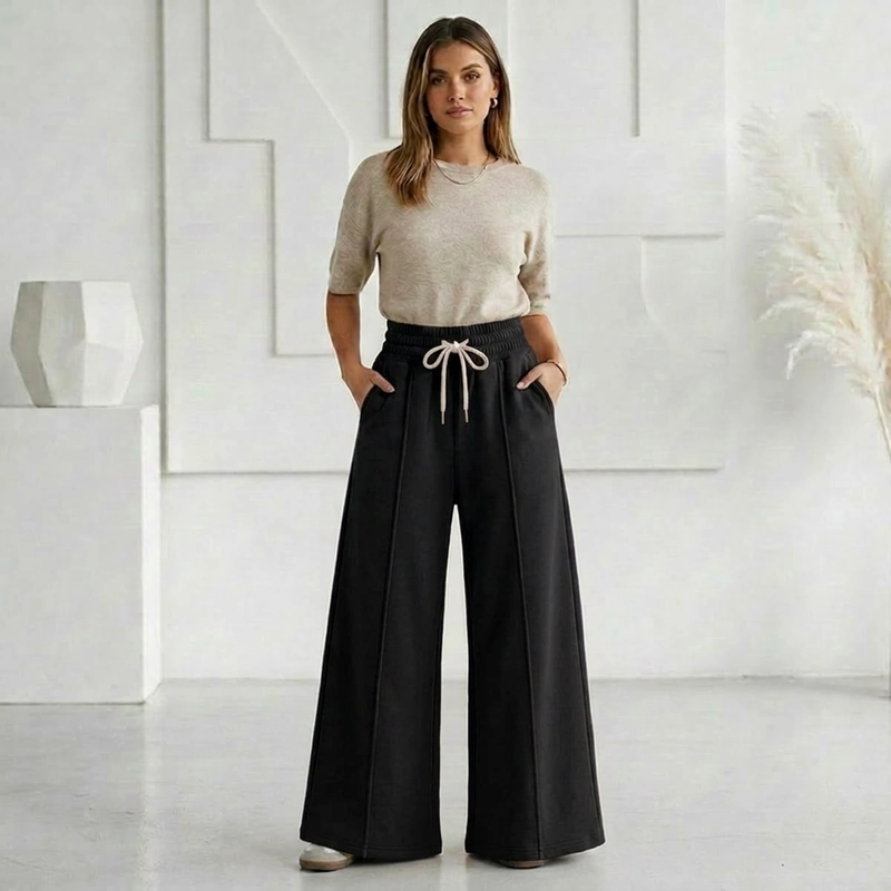 PANTALON BUZO ALGODON PALAZZO TE RMICO CON POLAR ELASTICADOS WIDE LEG OVERSIZE - 6