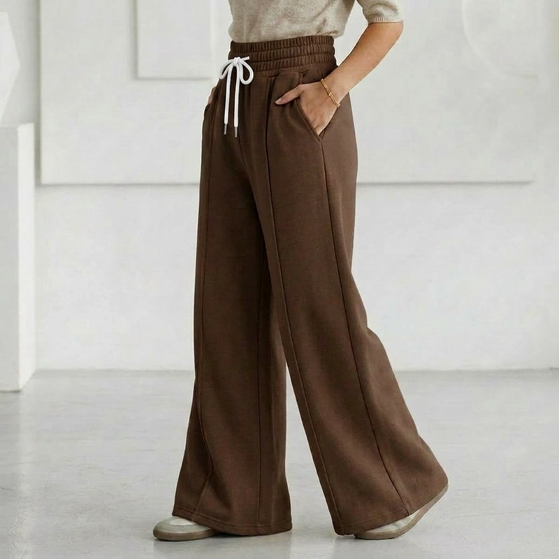 PANTALON BUZO ALGODON PALAZZO TE RMICO CON POLAR ELASTICADOS WIDE LEG OVERSIZE - 6