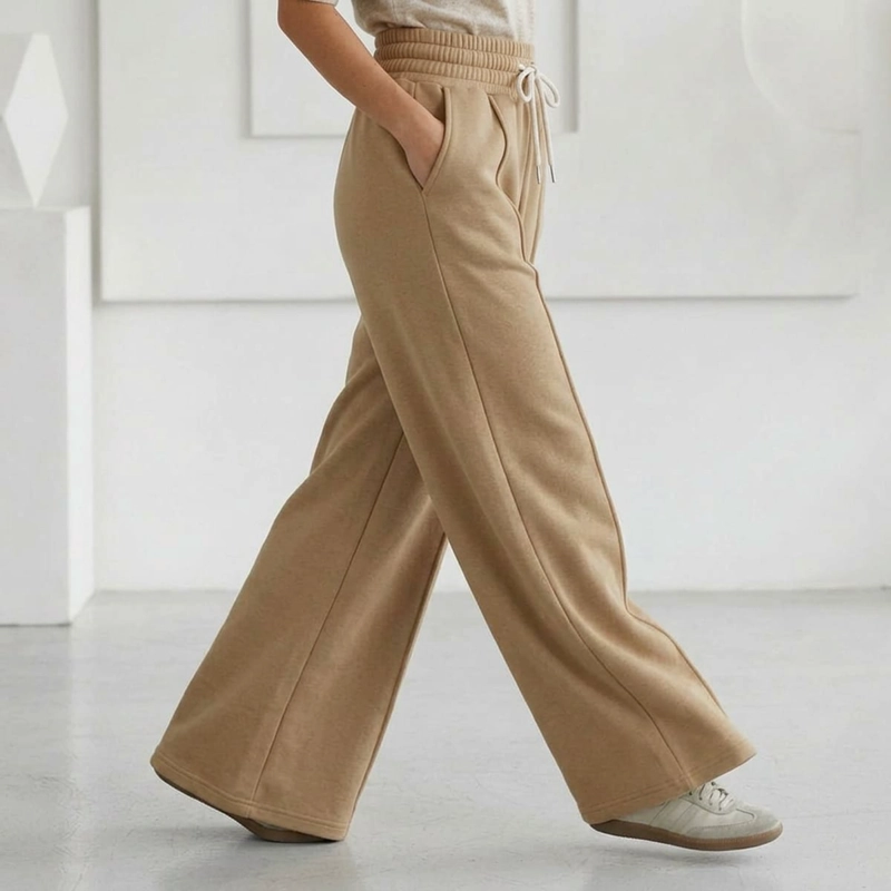 PANTALON BUZO ALGODON PALAZZO TE RMICO CON POLAR ELASTICADOS WIDE LEG OVERSIZE - 6