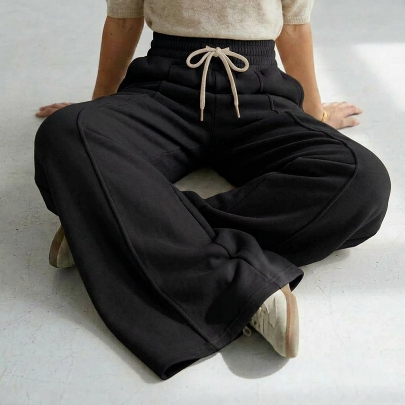 PANTALON BUZO ALGODON PALAZZO TE RMICO CON POLAR ELASTICADOS WIDE LEG OVERSIZE - 7