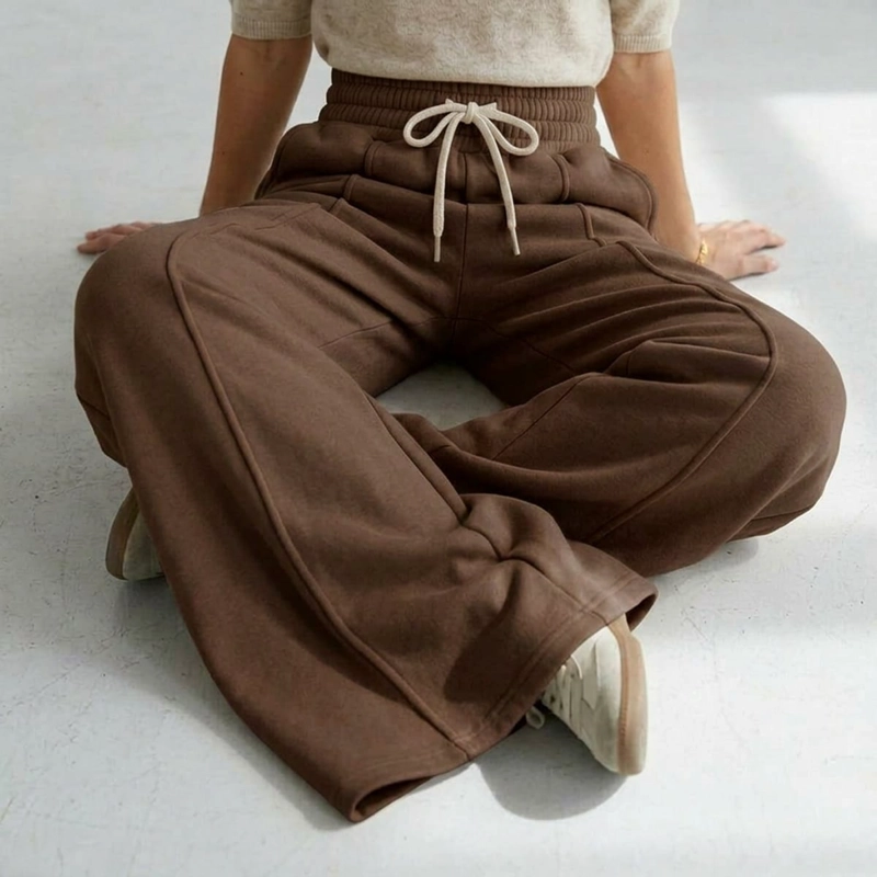 PANTALON BUZO ALGODON PALAZZO TE RMICO CON POLAR ELASTICADOS WIDE LEG OVERSIZE - 7