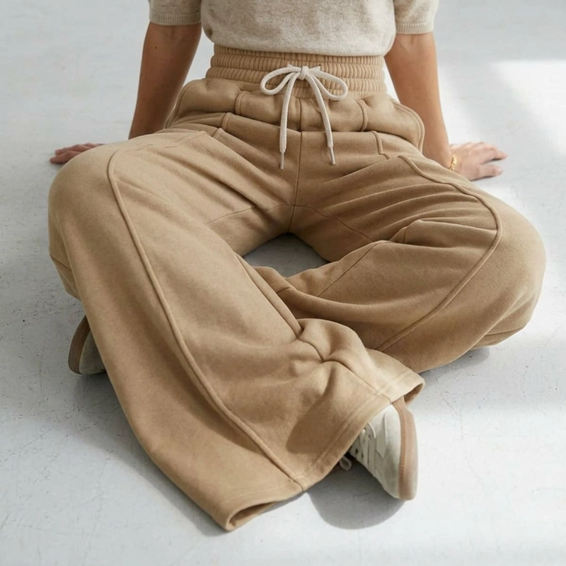 PANTALON BUZO ALGODON PALAZZO TE RMICO CON POLAR ELASTICADOS WIDE LEG OVERSIZE - 7