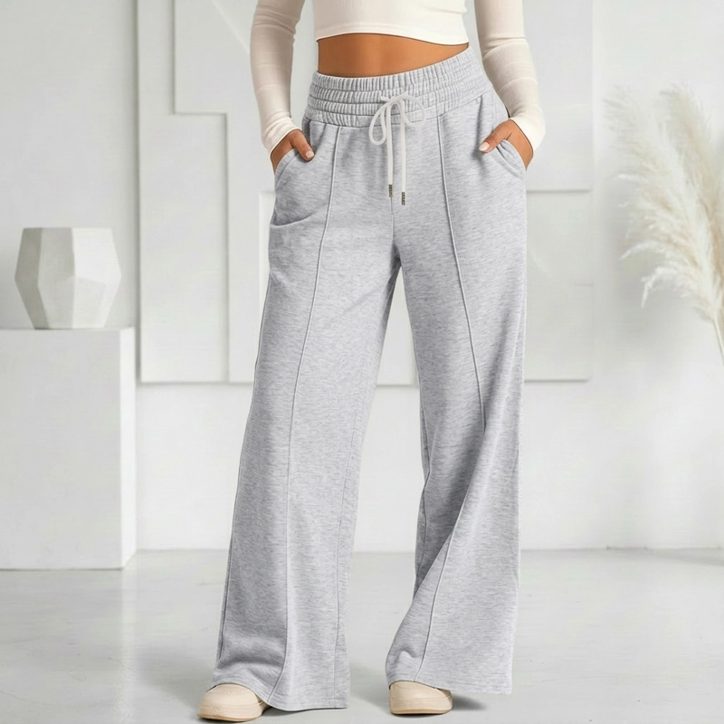 PANTALON BUZO VERANO ALGODON PALAZZO PRETINA ANCHA ELASTICADOS WIDE LEG - 1