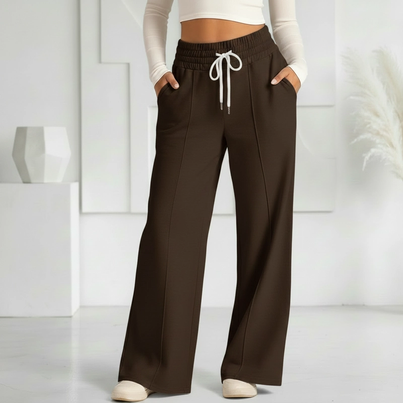 PANTALON BUZO ALGODON PALAZZO PRETINA ANCHA ELASTICADOS WIDE LEG - 1