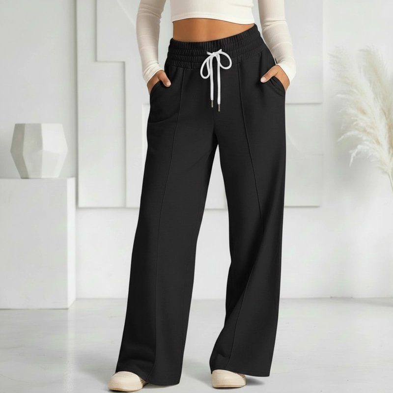 PANTALON BUZO VERANO ALGODON PALAZZO PRETINA ANCHA ELASTICADOS WIDE LEG - 1
