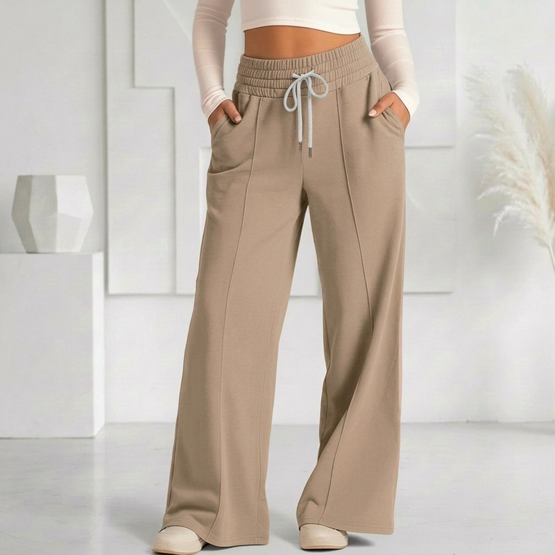 PANTALON BUZO VERANO ALGODON PALAZZO PRETINA ANCHA ELASTICADOS WIDE LEG - 1